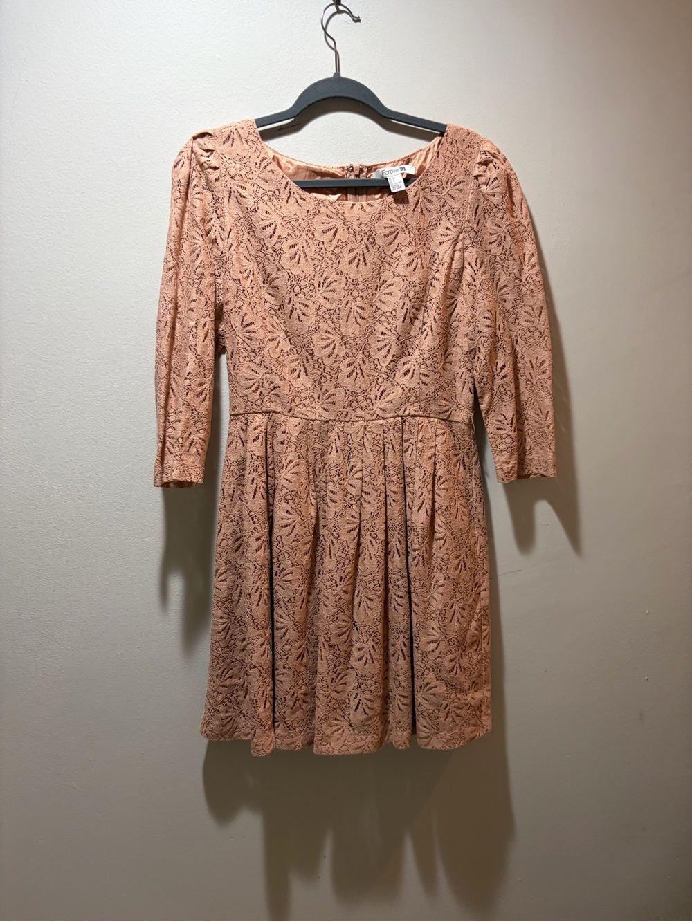 Forever 21 Peach Lace Fit-and-Flare Mini Dress